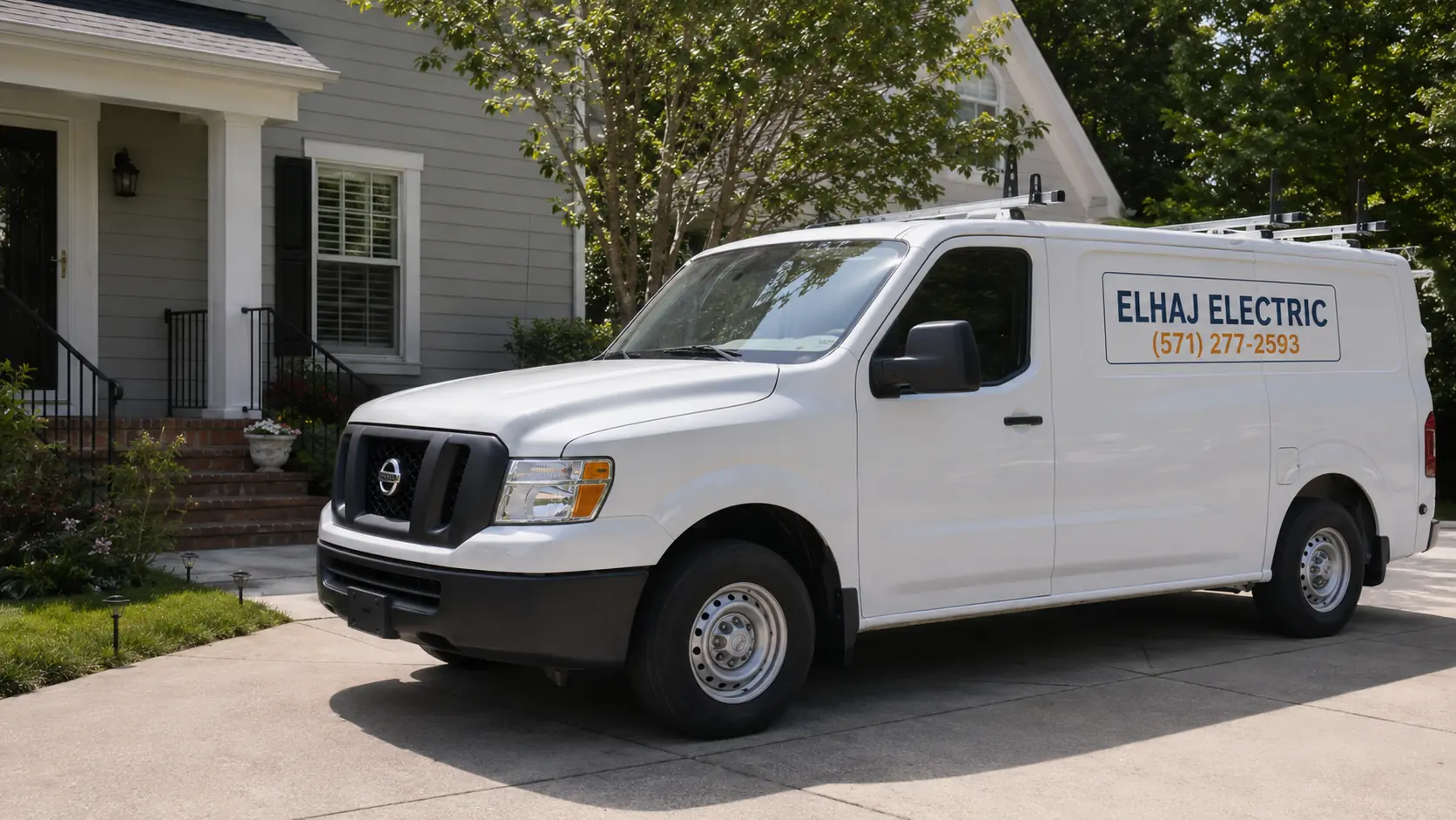 Elhaj Electric service van at a Northern Virginia home